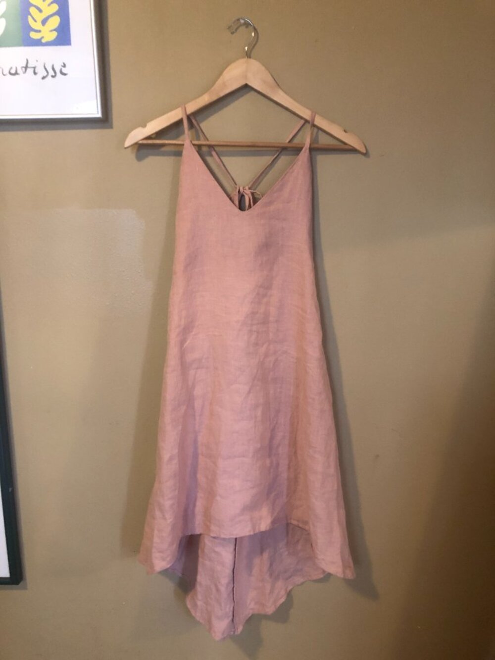 AYA sacred wear pink linen tie low back mini dress - Picture 5 of 7